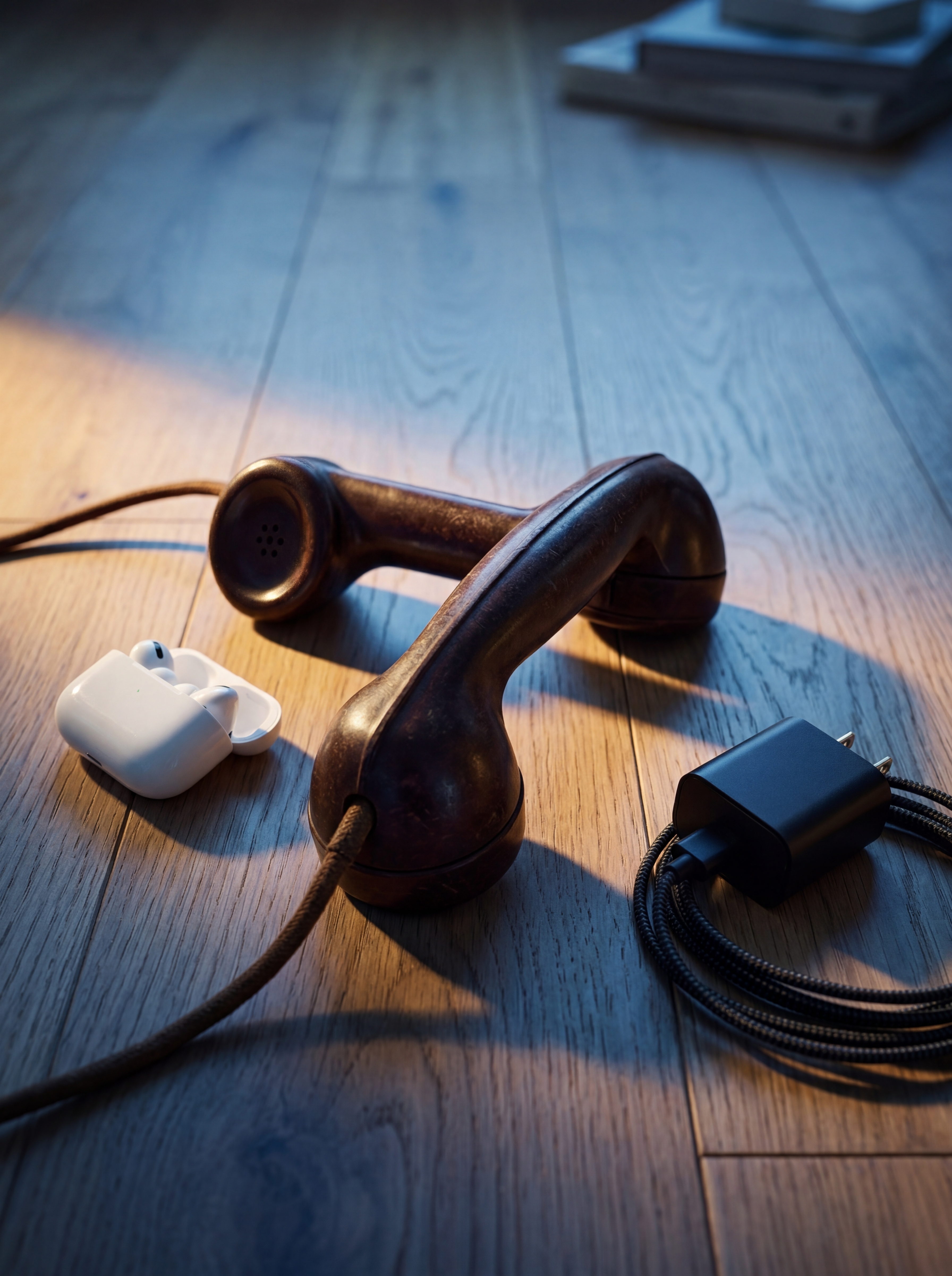 Man belt op mobiel in moderne keuken