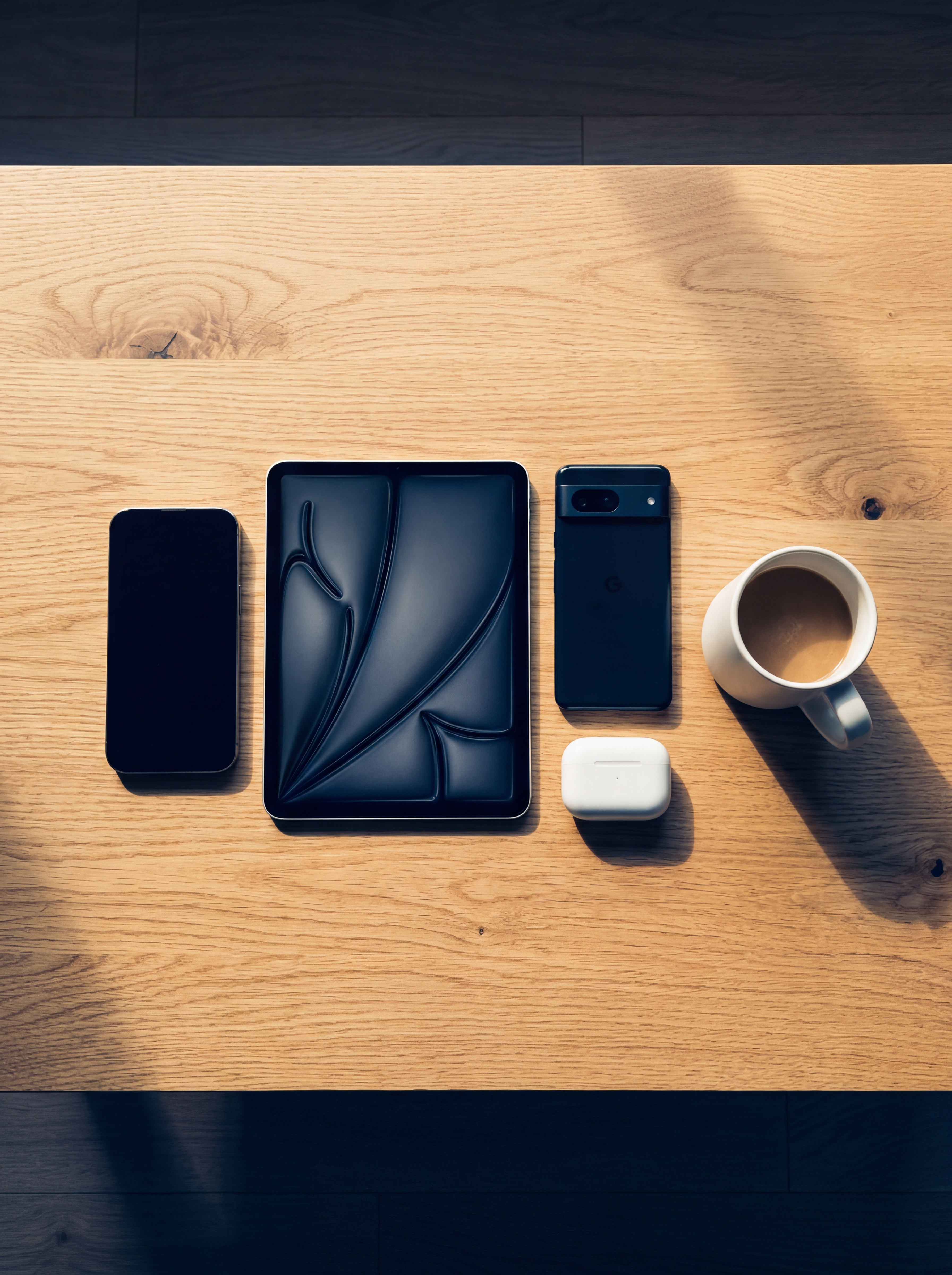 Iemand werkt thuis op meerdere apparaten